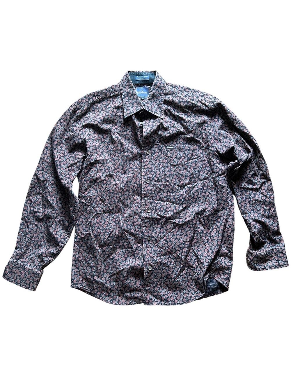 Façonnable Men's Floral Medallion Button Down Long Sleeve Shirt Size Medium